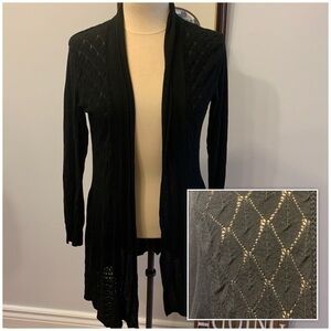CASA DONNA Black Crochet look Open Cardigan estimated XL
